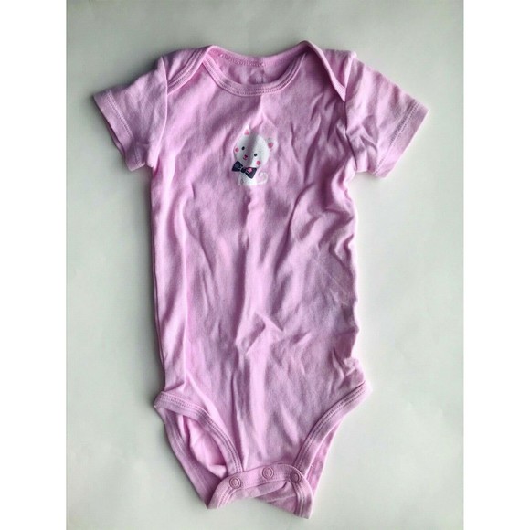 Girl's Size 9M 6-9 Months Two Piece Carter's Pink Kitten & Brown Polka Dot Pants - Picture 3 of 5